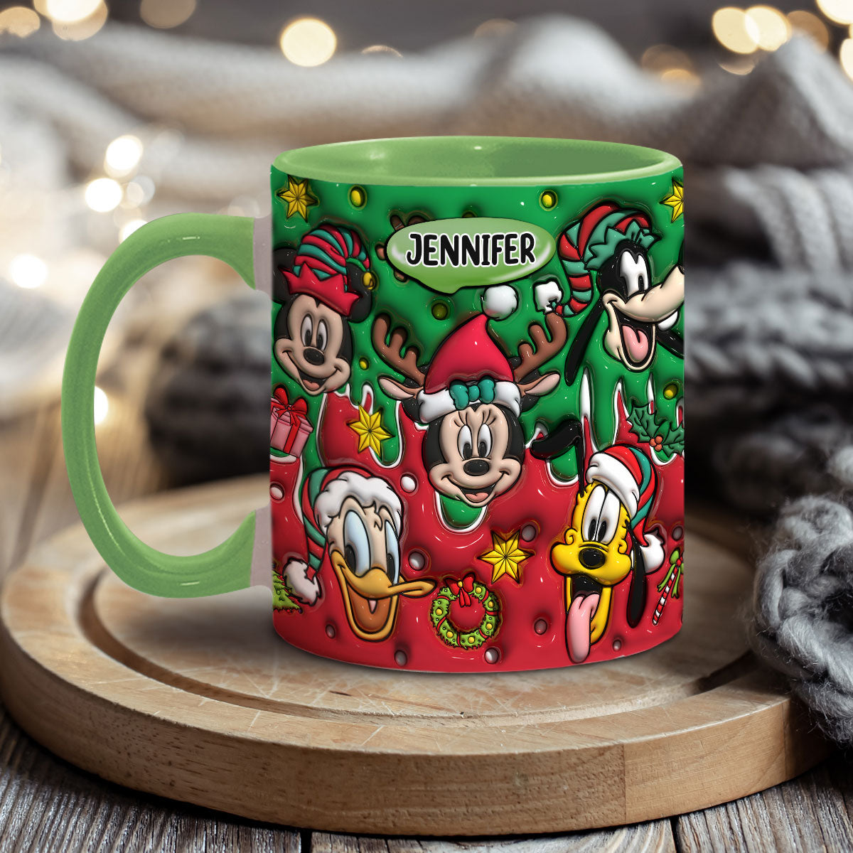 Personalized Christmas Mouse Accent Mug Custom Name Gift