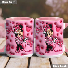Load image into Gallery viewer, Personalized Pink Minnie Mouse Accent Mug with Custom Name Gift
