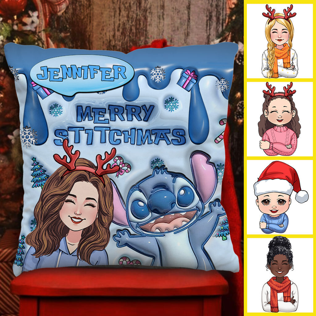 Personalized Ohana Throw Pillow Merry Stitchmas Gift Idea