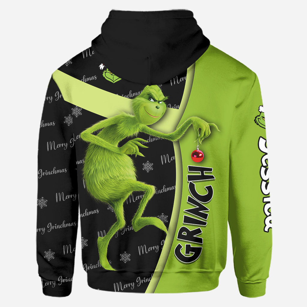 Personalized Grinch Hoodie and Leggings Custom Name Gift for Christmas