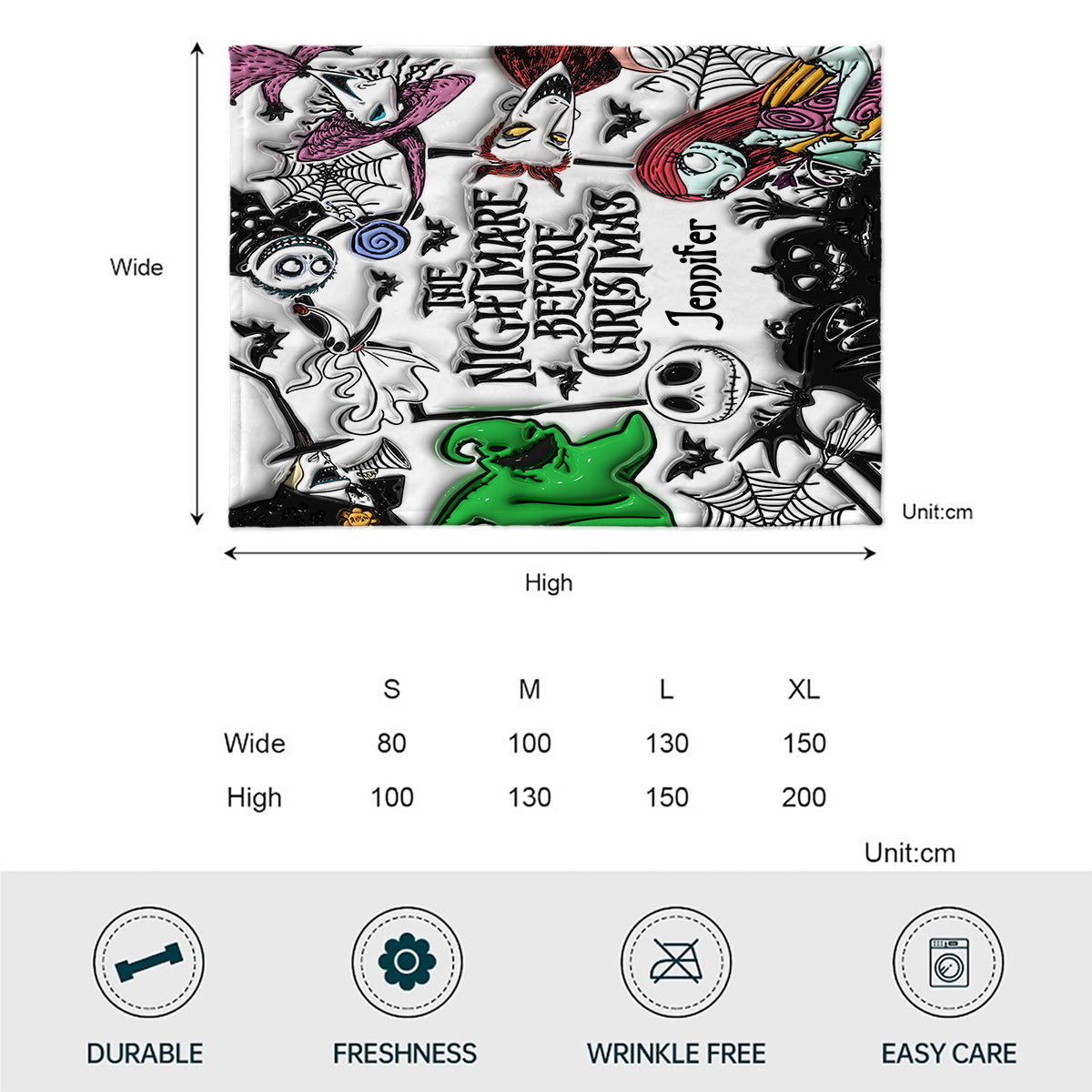 Personalized Nightmare Before Christmas Blanket Gift for Kids