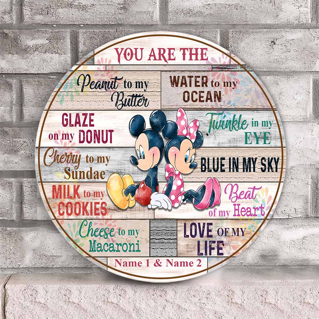 Personalized Round Wood Sign Gift for Couple with Custom Names