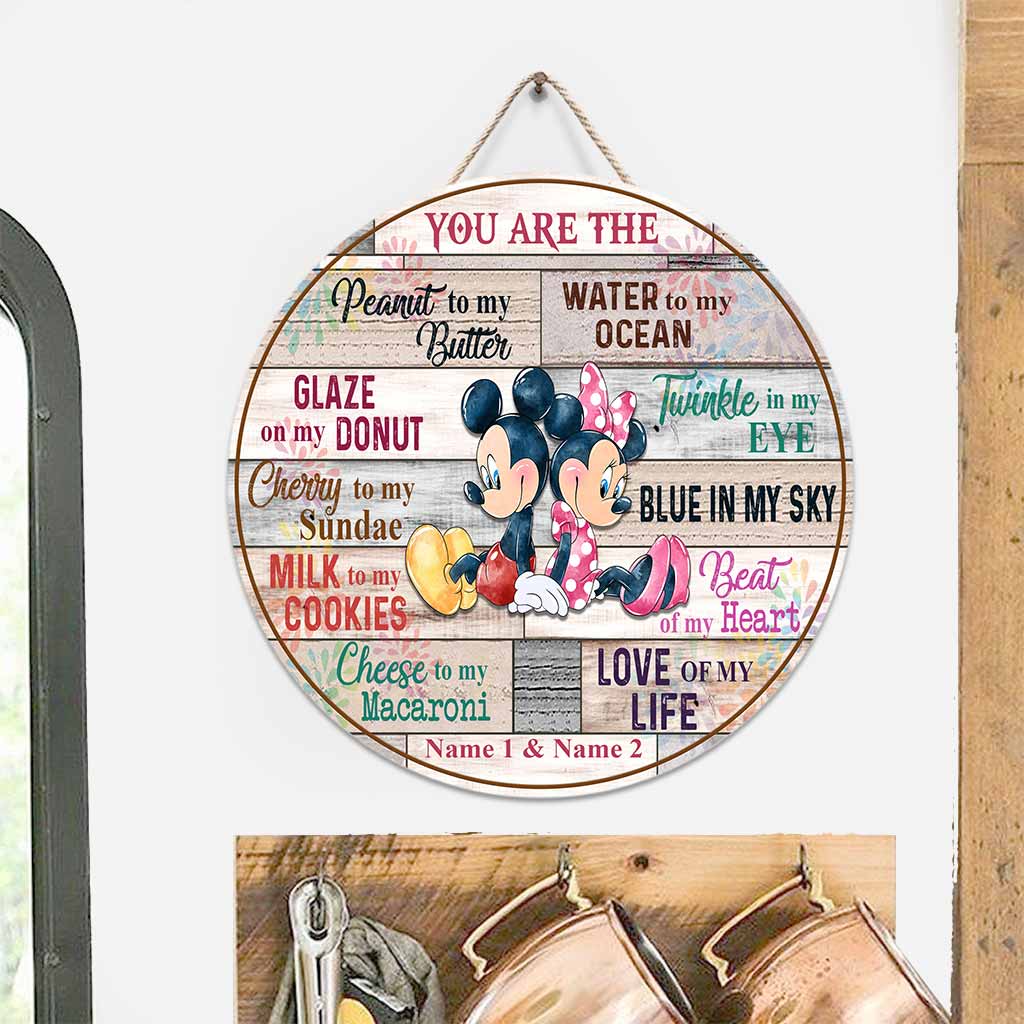 Personalized Round Wood Sign Gift for Couple with Custom Names
