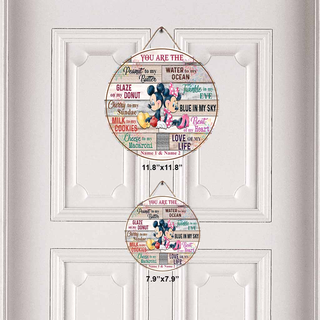 Personalized Round Wood Sign Gift for Couple with Custom Names