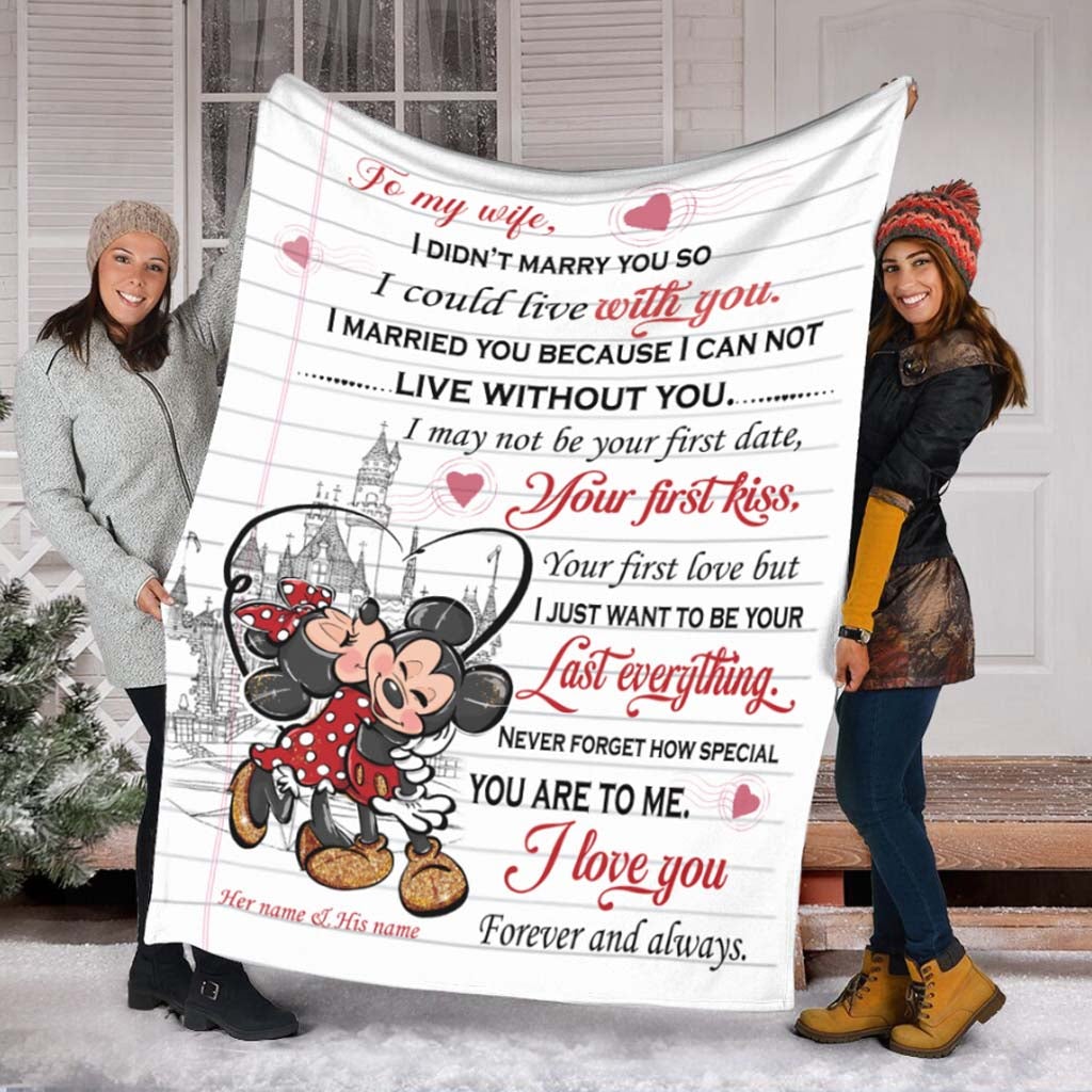 Personalized Mouse Blanket Custom Love Quote Gift for Couple