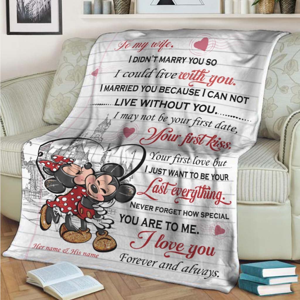 Personalized Mouse Blanket Custom Love Quote Gift for Couple