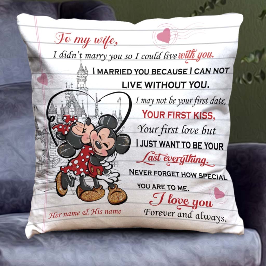 Personalized Minnie & Mickey Mouse Throw Pillow Gift for Couples