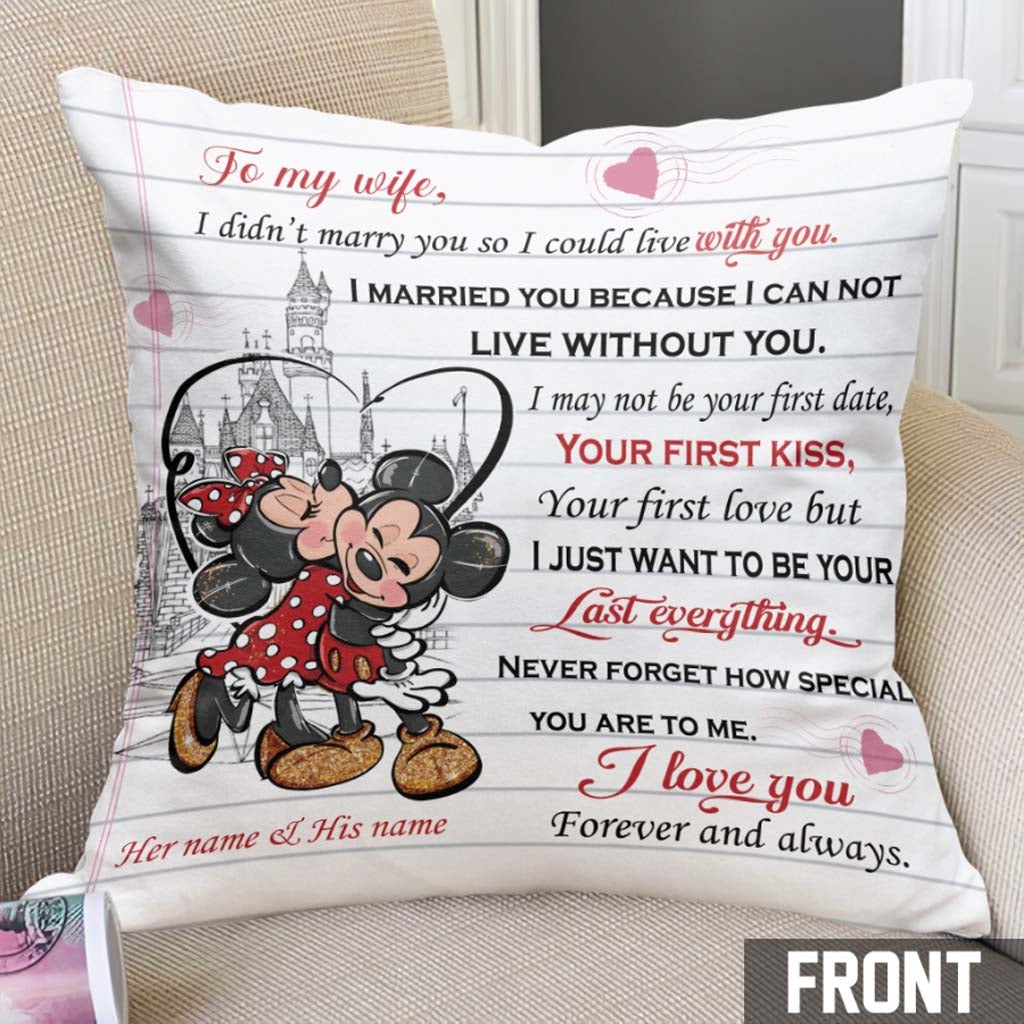 Personalized Minnie & Mickey Mouse Throw Pillow Gift for Couples