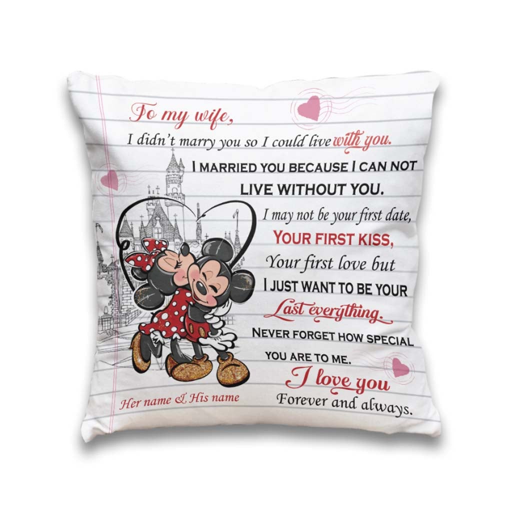 Personalized Minnie & Mickey Mouse Throw Pillow Gift for Couples