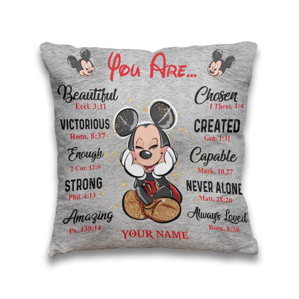 Personalized Mouse Throw Pillow with Inspirational Quotes for Kids