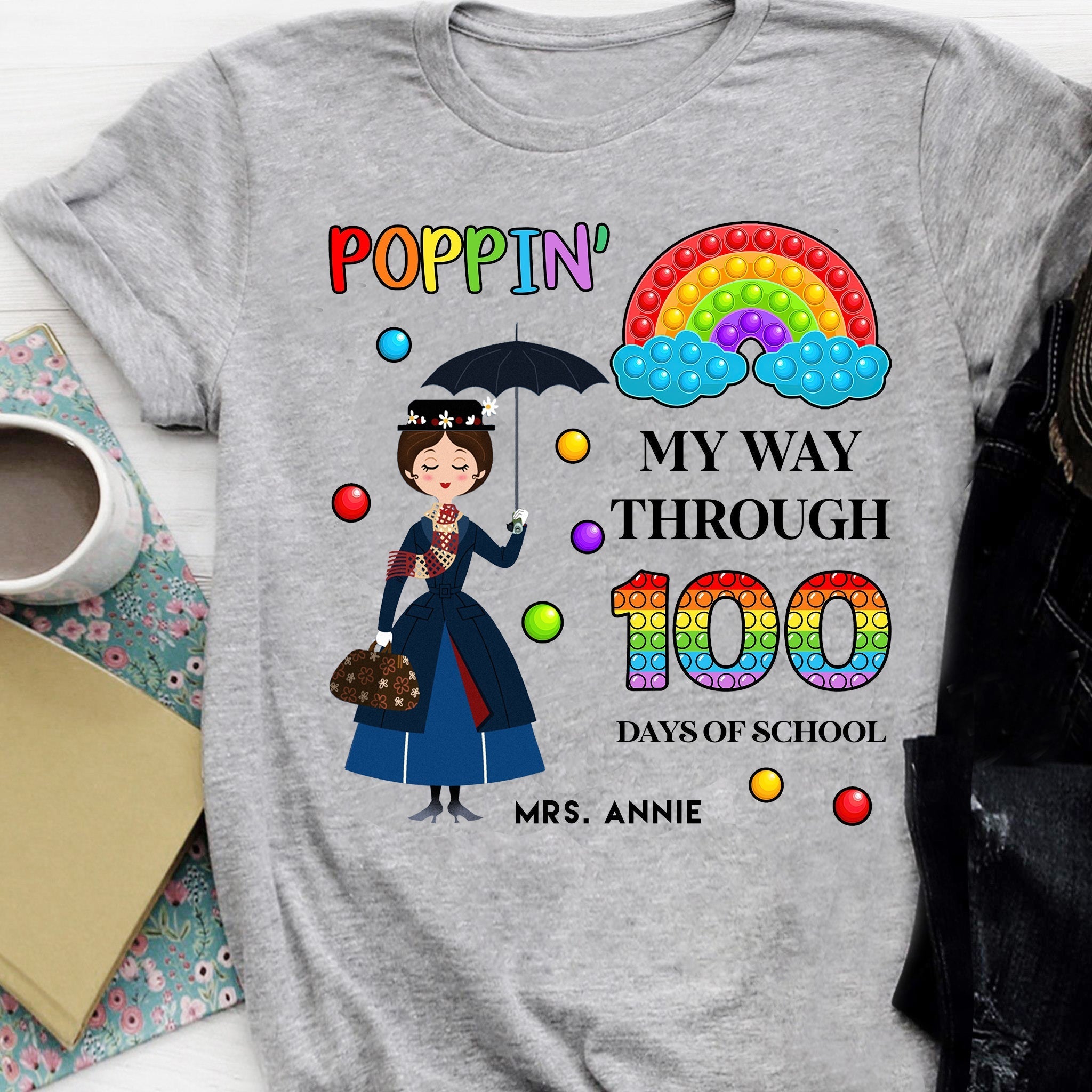 Personalized Teacher T-Shirt 100 Days of School Gift