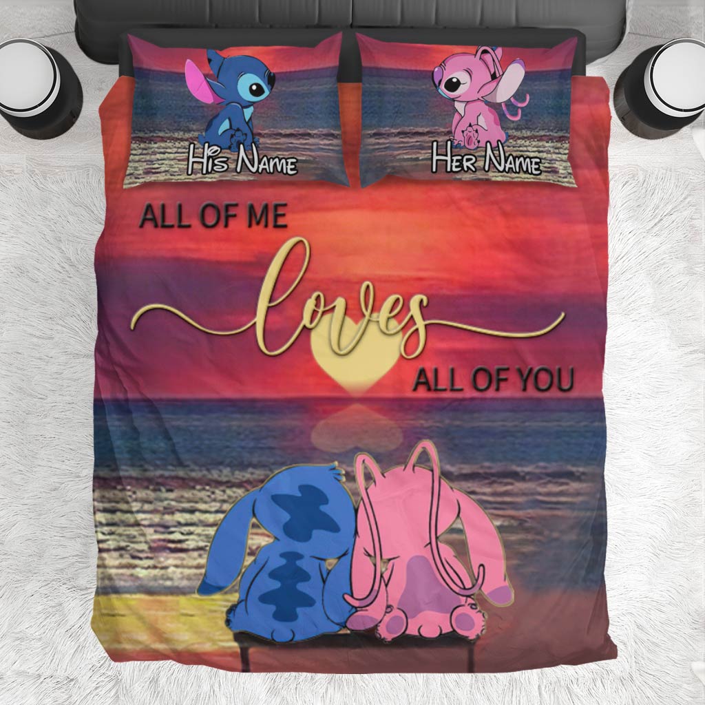 Personalized Couples Bedding Set Custom Names Love Theme Gift