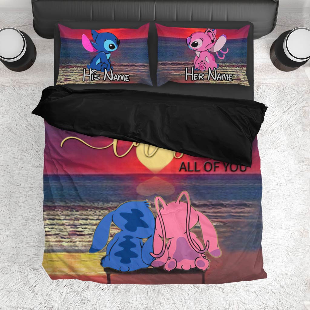 Personalized Couples Bedding Set Custom Names Love Theme Gift