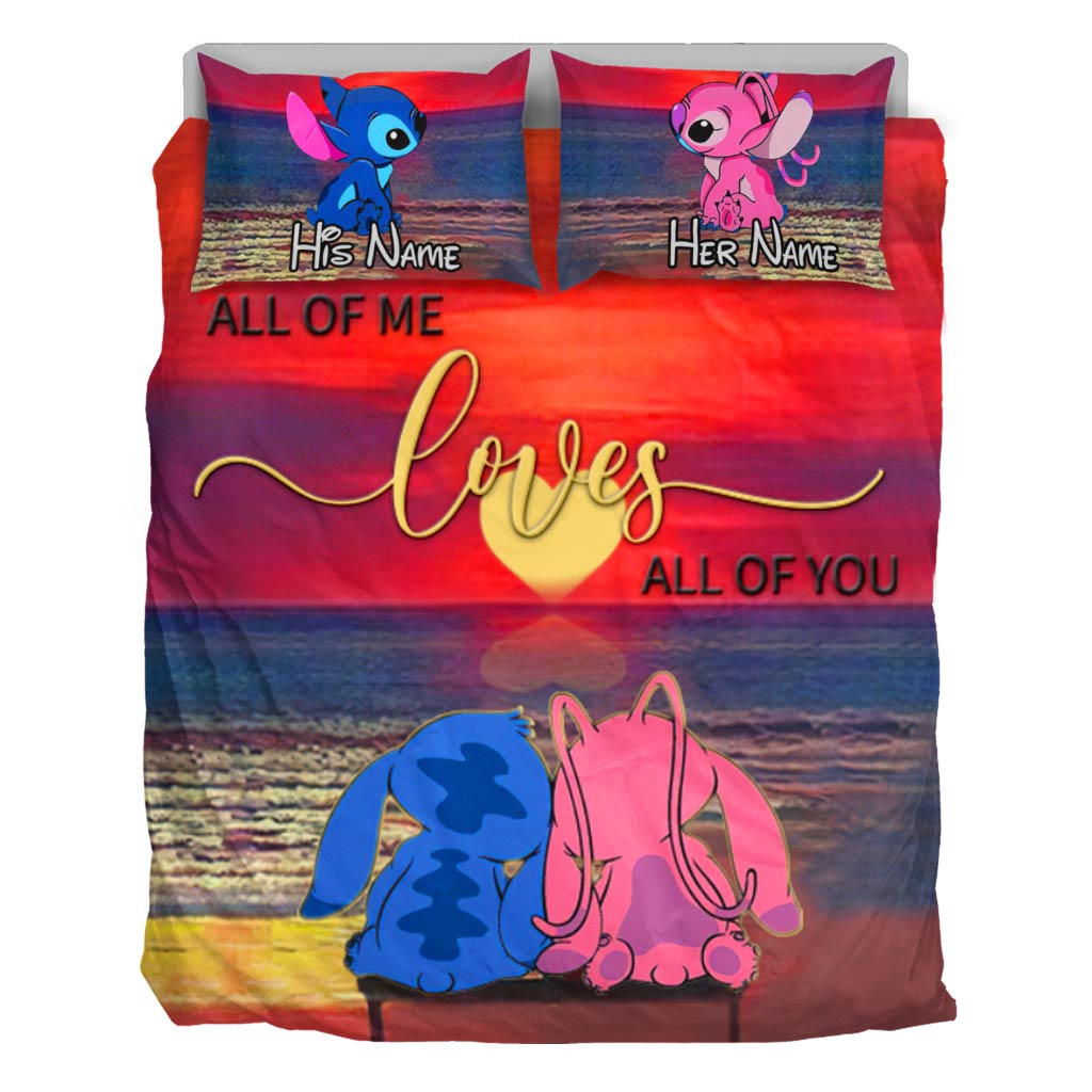 Personalized Couples Bedding Set Custom Names Love Theme Gift