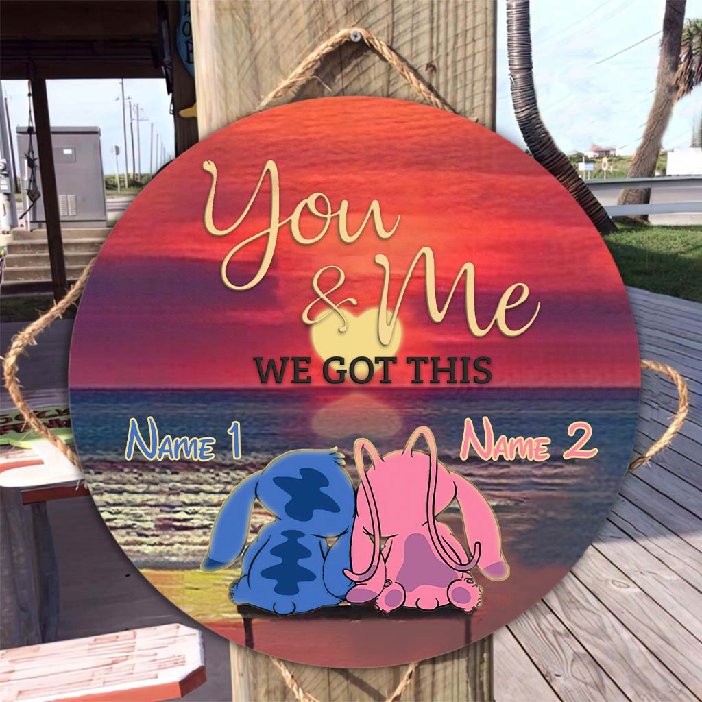 Personalized Round Wood Sign Custom Name Gift for Couples