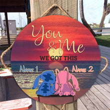 Load image into Gallery viewer, Personalized Round Wood Sign Custom Name Gift for Couples
