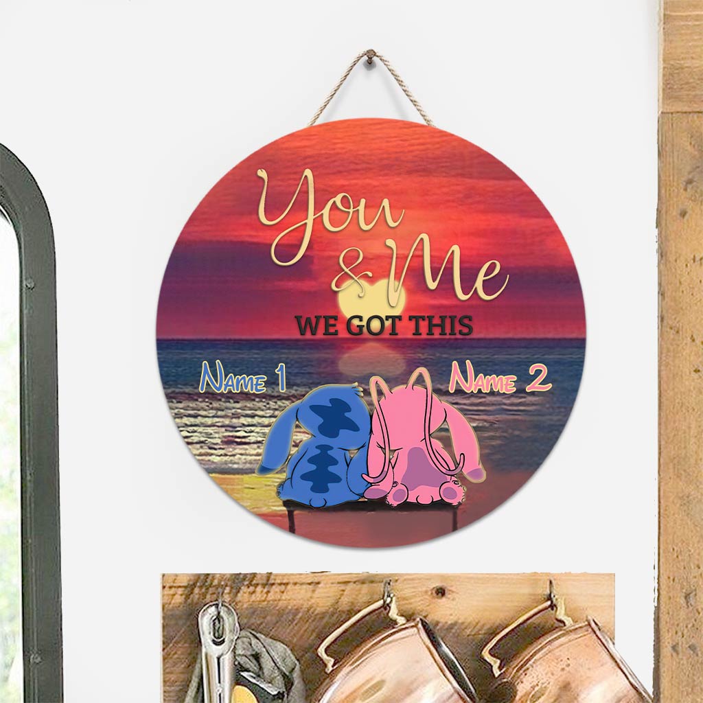 Personalized Round Wood Sign Custom Name Gift for Couples
