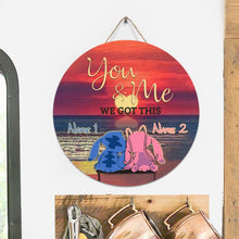 Load image into Gallery viewer, Personalized Round Wood Sign Custom Name Gift for Couples
