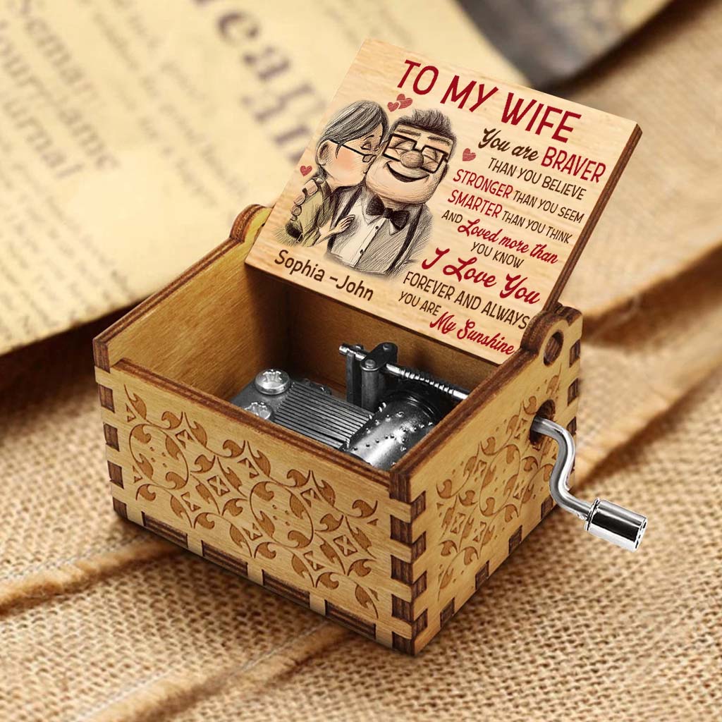 Personalized Hand Crank Music Box for Couples - You Are My Sunshine Gift