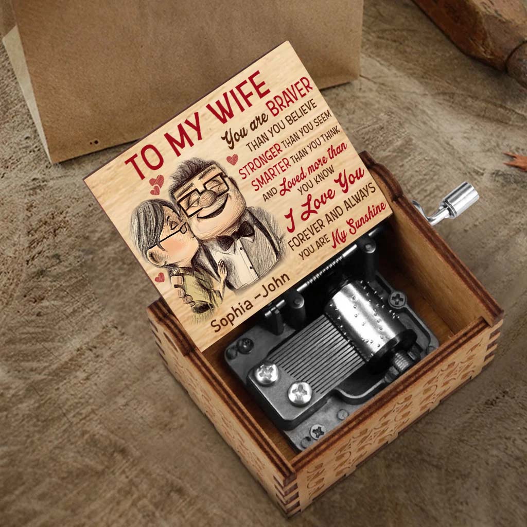 Personalized Hand Crank Music Box for Couples - You Are My Sunshine Gift