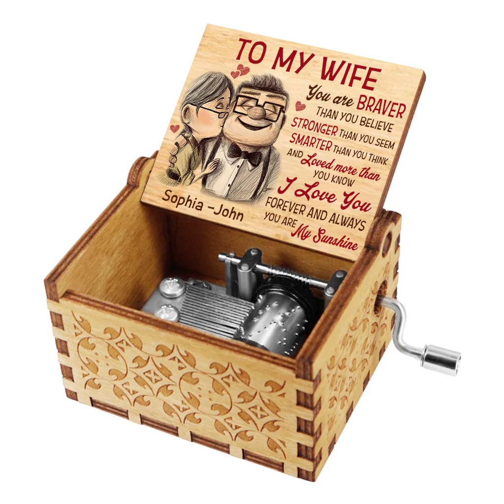 Personalized Hand Crank Music Box for Couples - You Are My Sunshine Gift