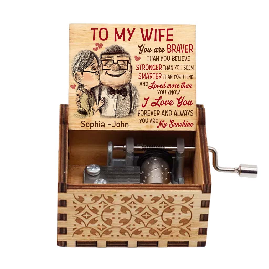 Personalized Hand Crank Music Box for Couples - You Are My Sunshine Gift