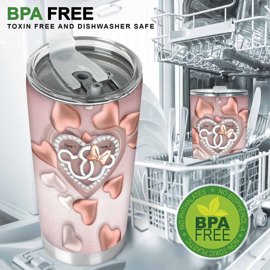 Personalized Romantic Couple Tumbler Gift for Anniversary Unique Custom Name Design