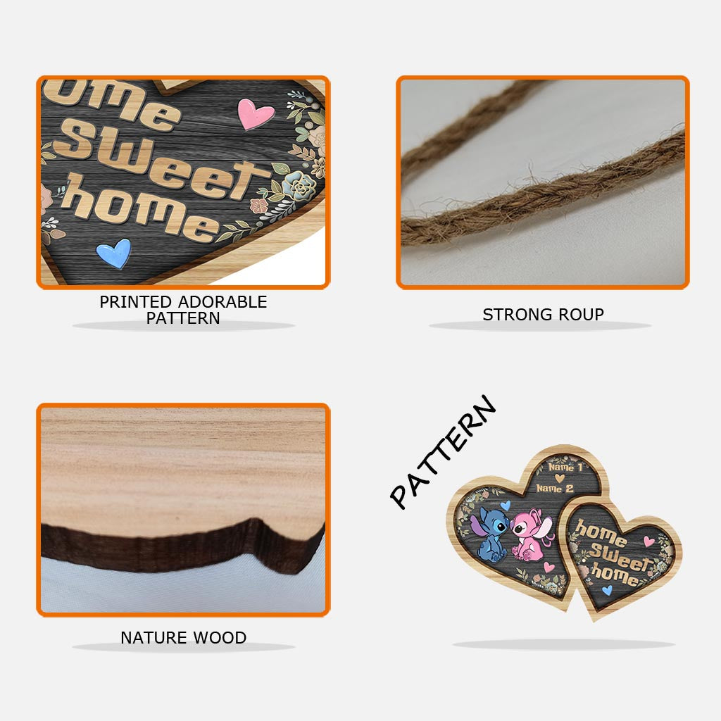 Personalized Ohana Wood Sign Custom Names Heart Home Decor