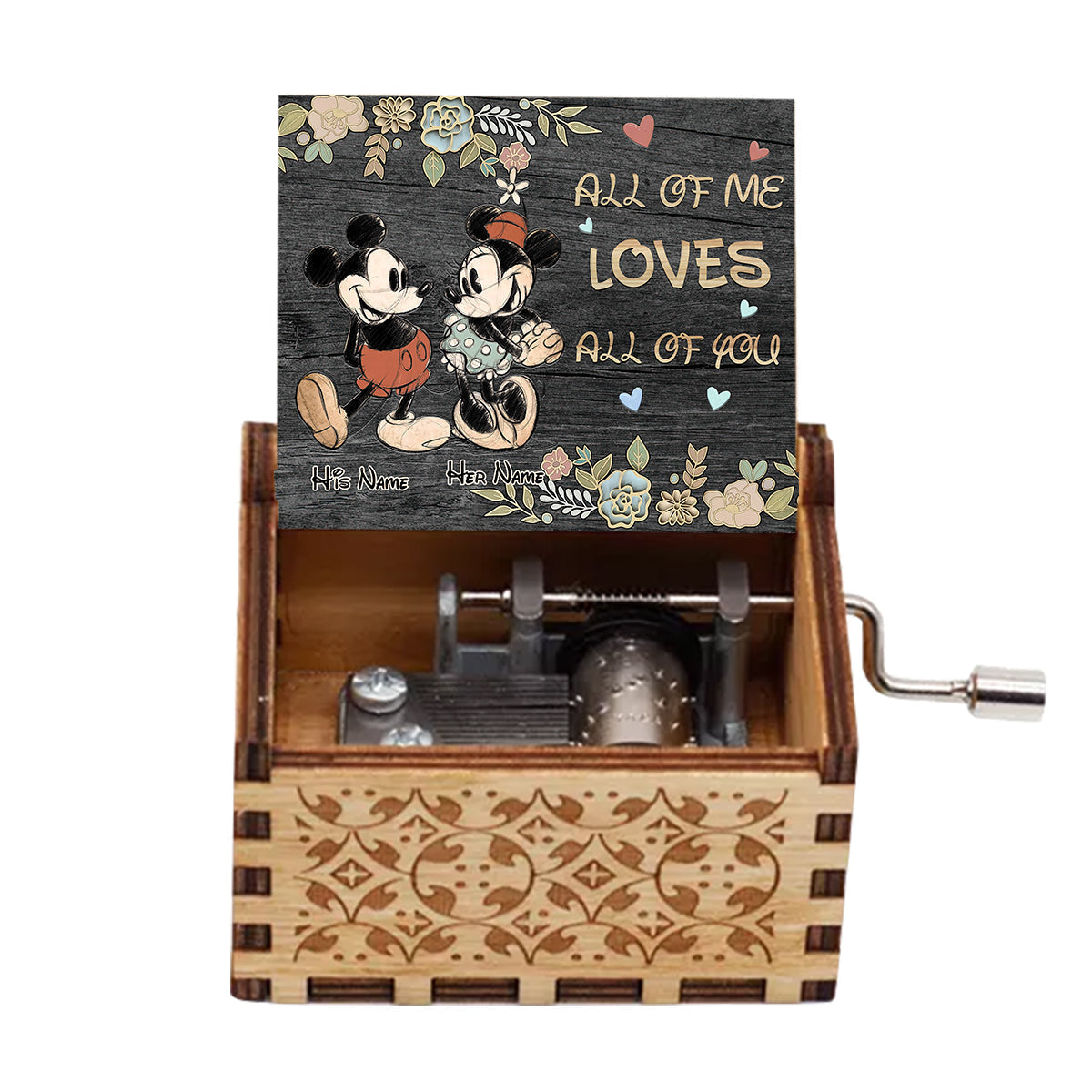 Personalized Hand Crank Music Box Couples Gift All of Me Loves