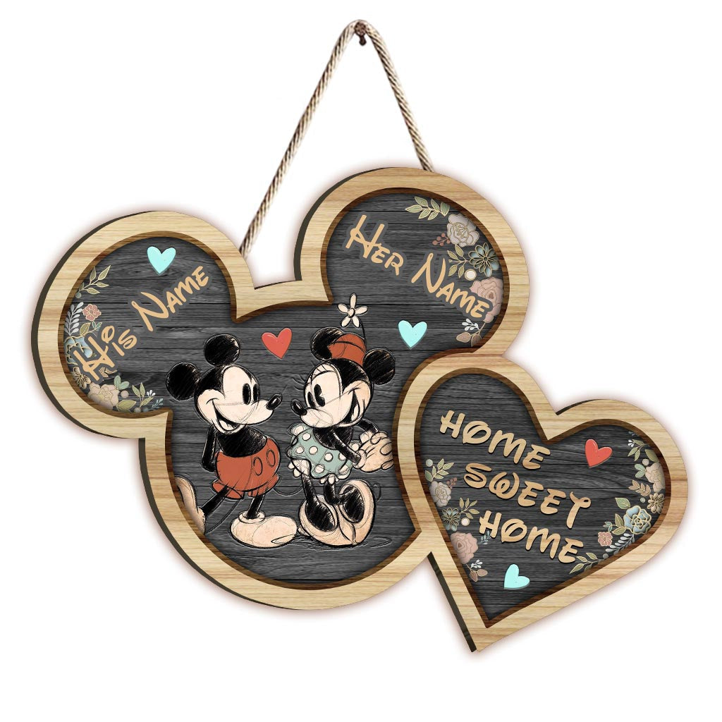 Personalized Mickey Mouse Home Sweet Home Wood Sign Gift