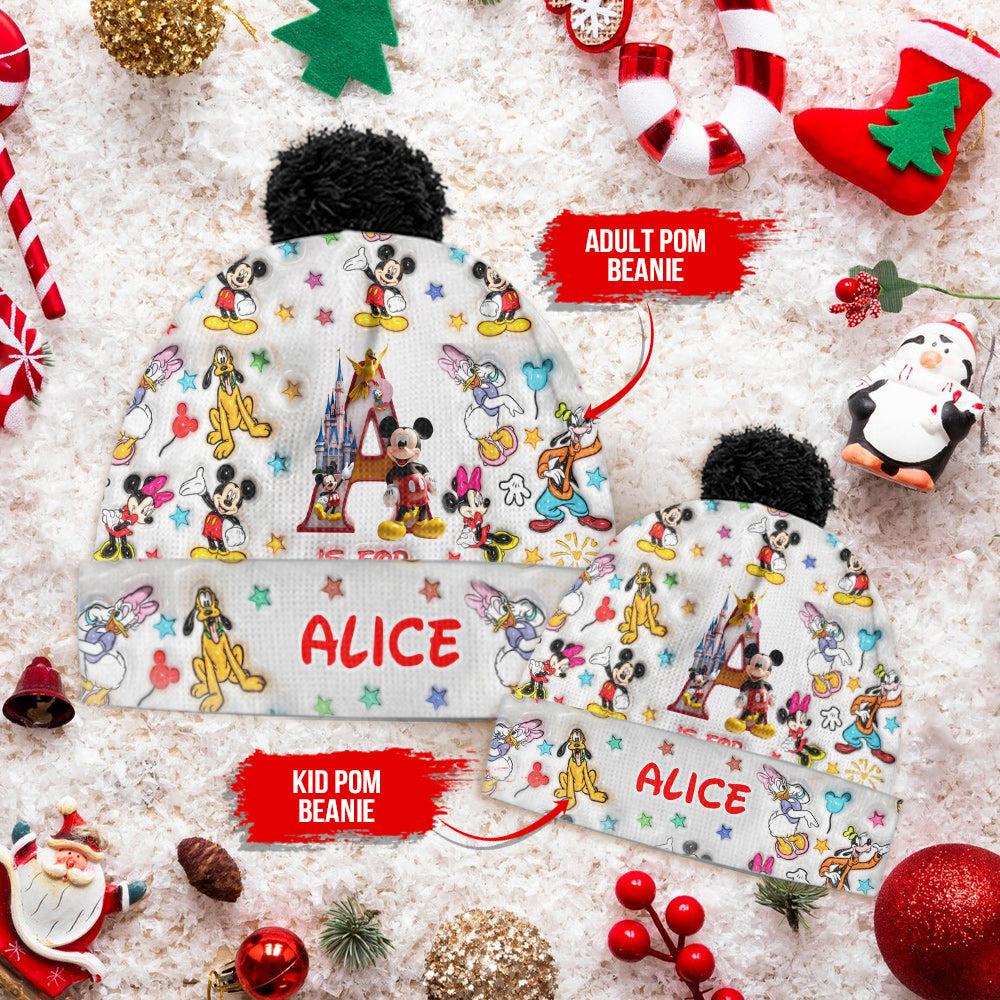 Personalized Mouse Beanie Hat Custom Name Gift for Kids