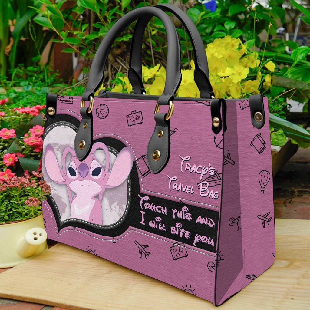 Personalized Leather Handbag Custom Name Travel Bag Gift