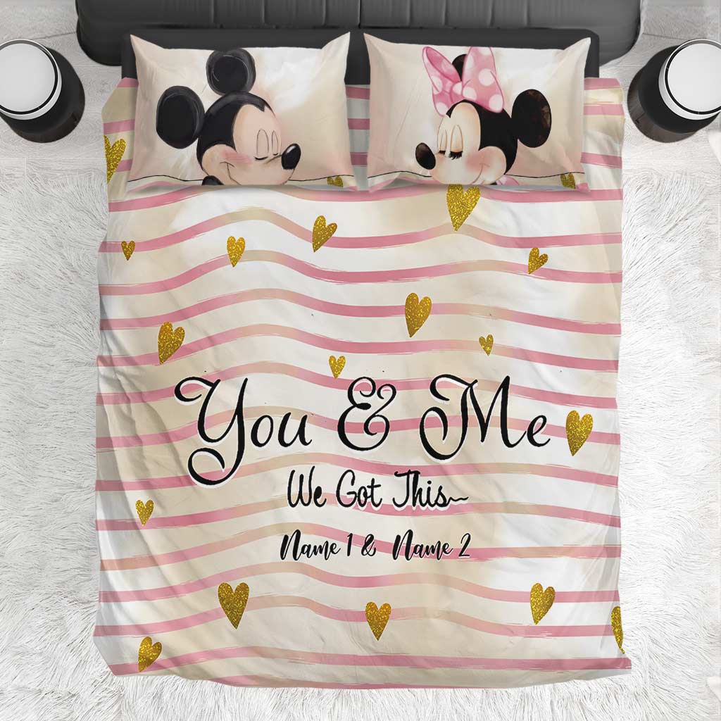 Personalized Mouse Bedding Set Custom Names for Couples