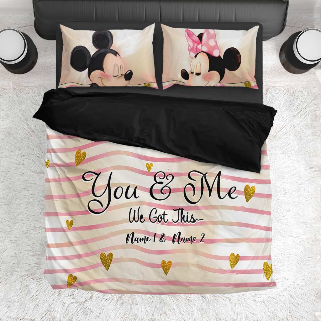 Personalized Mouse Bedding Set Custom Names for Couples