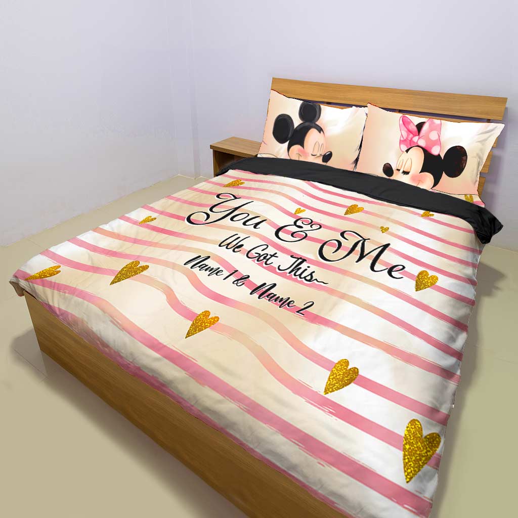 Personalized Mouse Bedding Set Custom Names for Couples