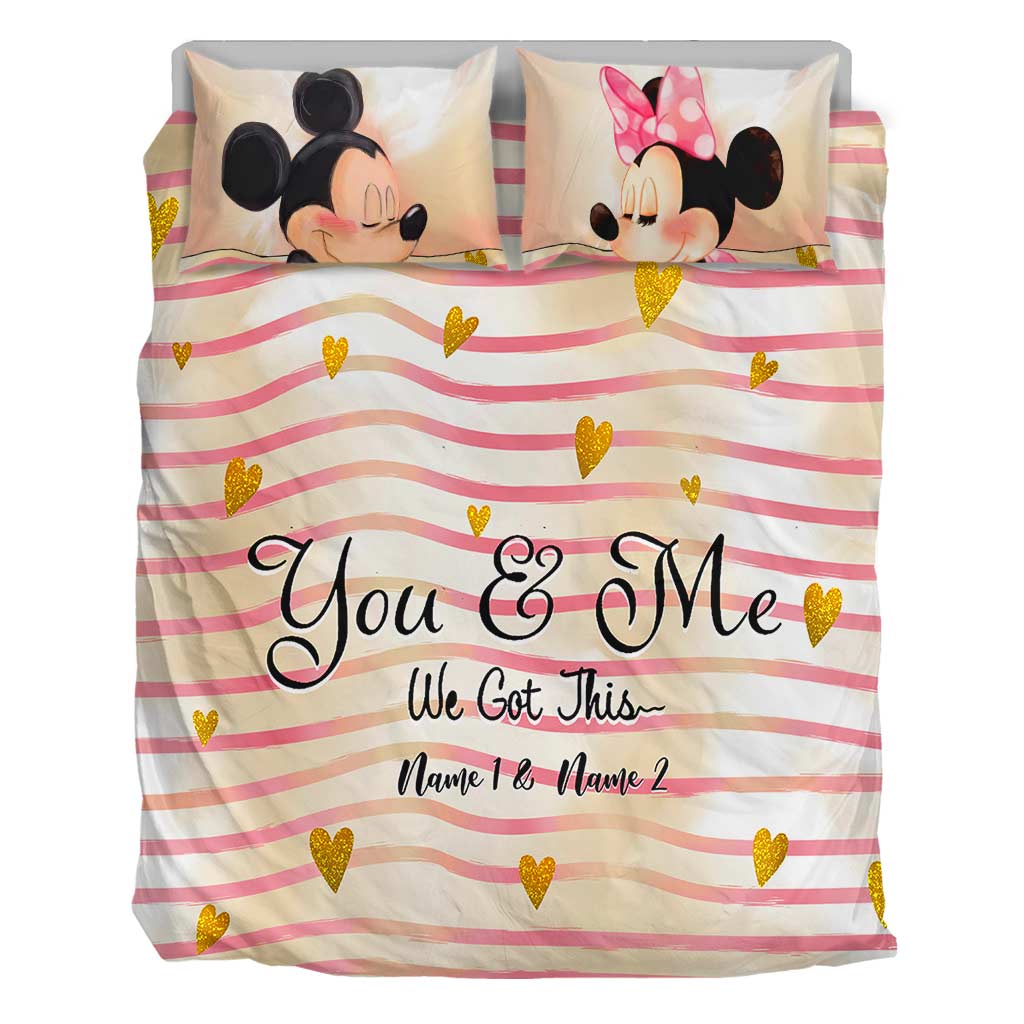 Personalized Mouse Bedding Set Custom Names for Couples
