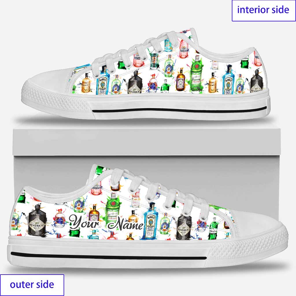 Personalized Low Top Shoes Custom Name Fun Gin Bottles Gift