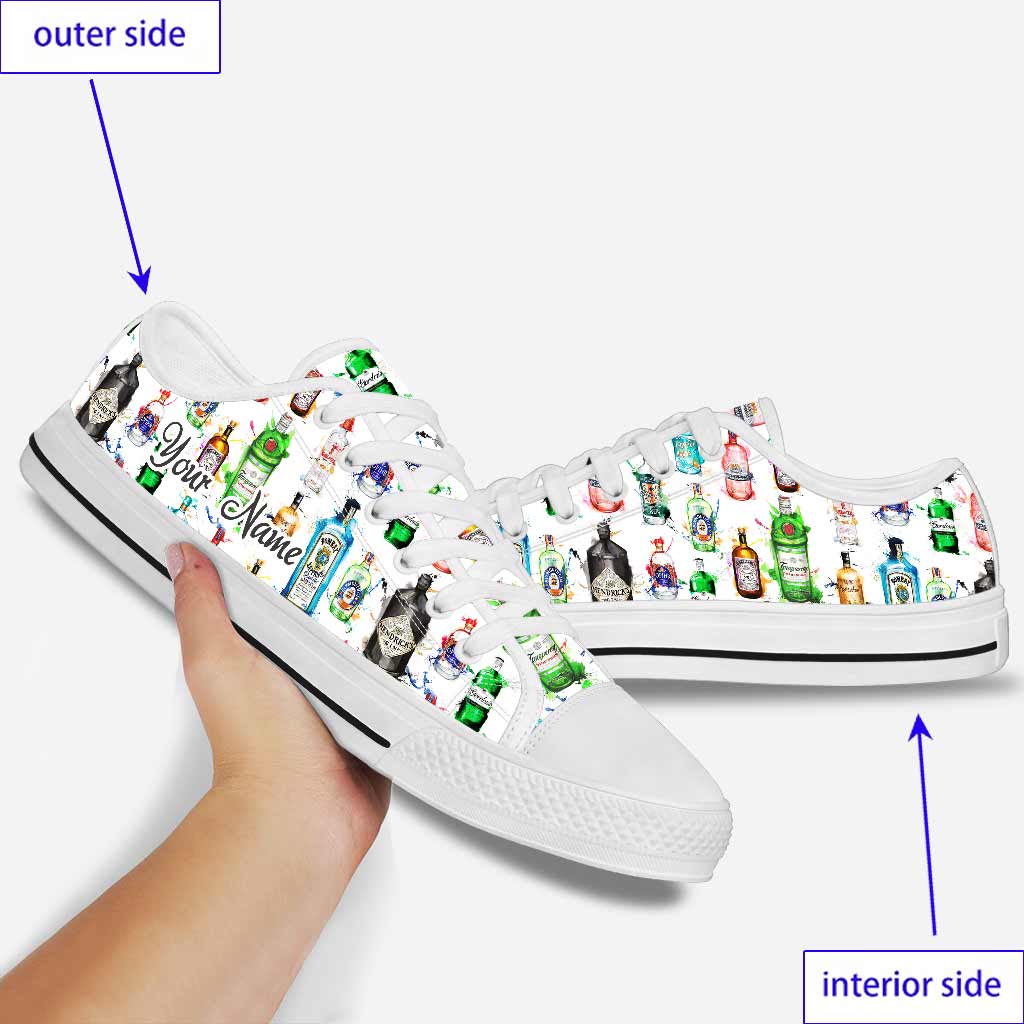 Personalized Low Top Shoes Custom Name Fun Gin Bottles Gift