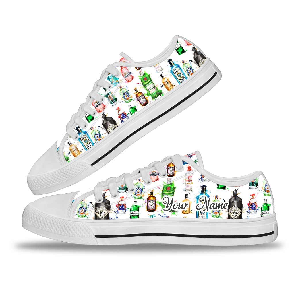 Personalized Low Top Shoes Custom Name Fun Gin Bottles Gift