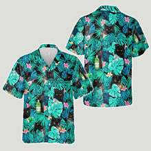 Load image into Gallery viewer, Personalized Tropical Hawaiian Shirt Custom Name Black Cat Gift
