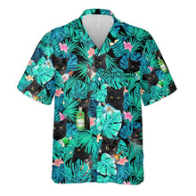 Load image into Gallery viewer, Personalized Tropical Hawaiian Shirt Custom Name Black Cat Gift
