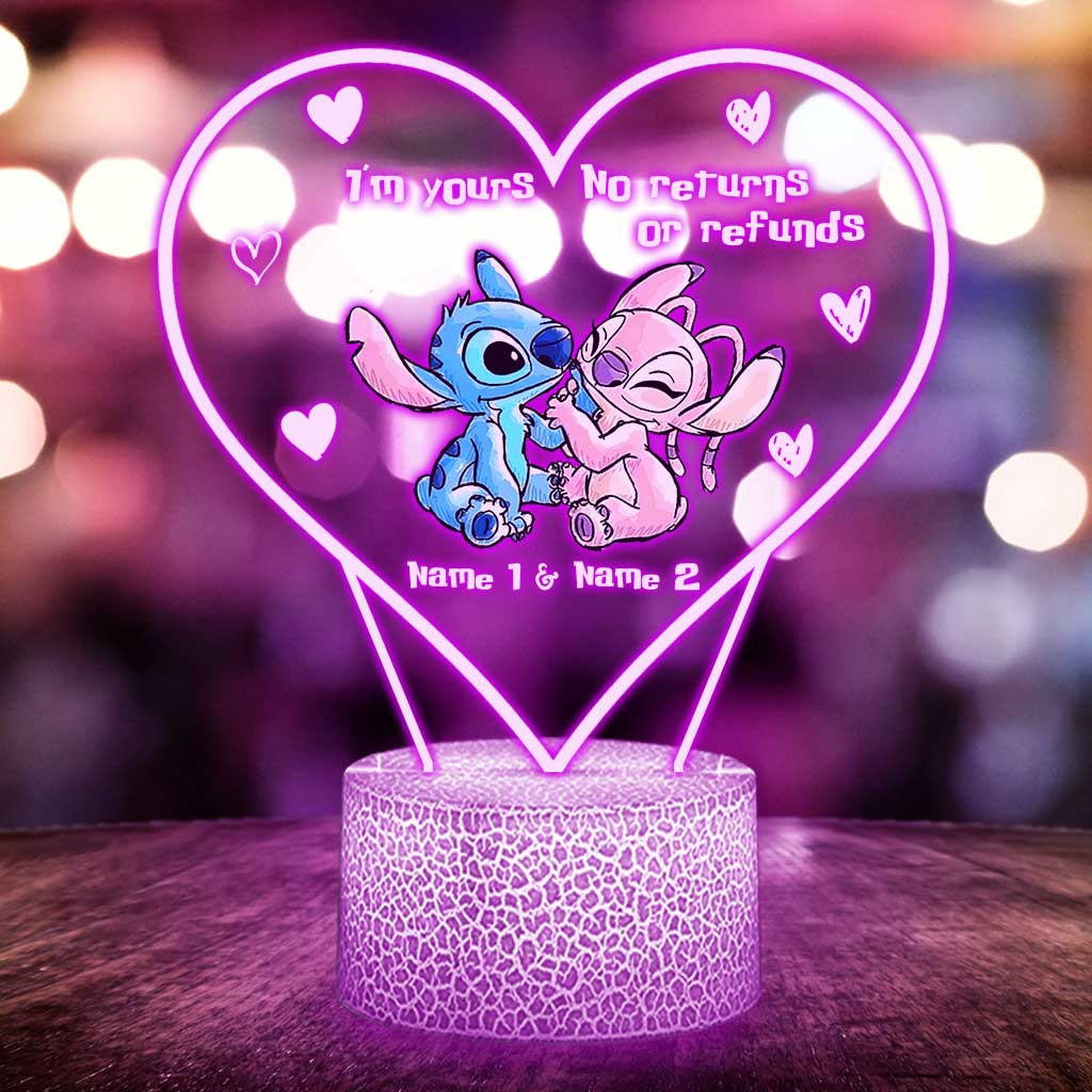 Personalized Ohana Shaped Plaque Light Base Custom Couple Gift for Valentine's Day