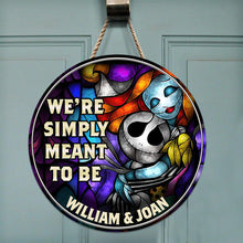 Load image into Gallery viewer, Personalized Round Wood Sign We're Simply Meant to Be Gift for Couple
