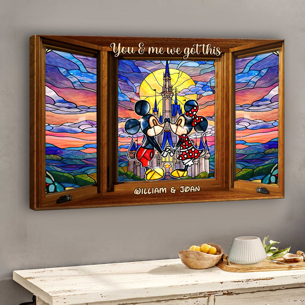Personalized Disney Mouse Canvas Print Custom Name Gift for Couples
