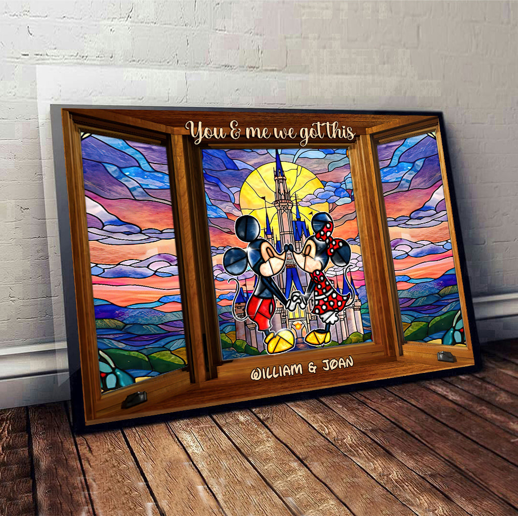 Personalized Disney Mouse Canvas Print Custom Name Gift for Couples