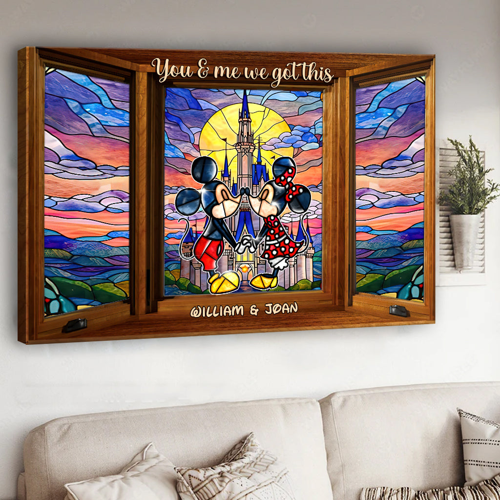 Personalized Disney Mouse Canvas Print Custom Name Gift for Couples