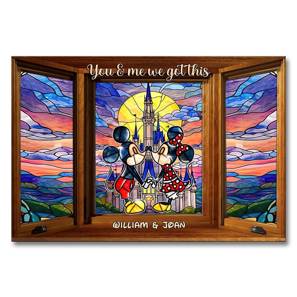 Personalized Disney Mouse Canvas Print Custom Name Gift for Couples