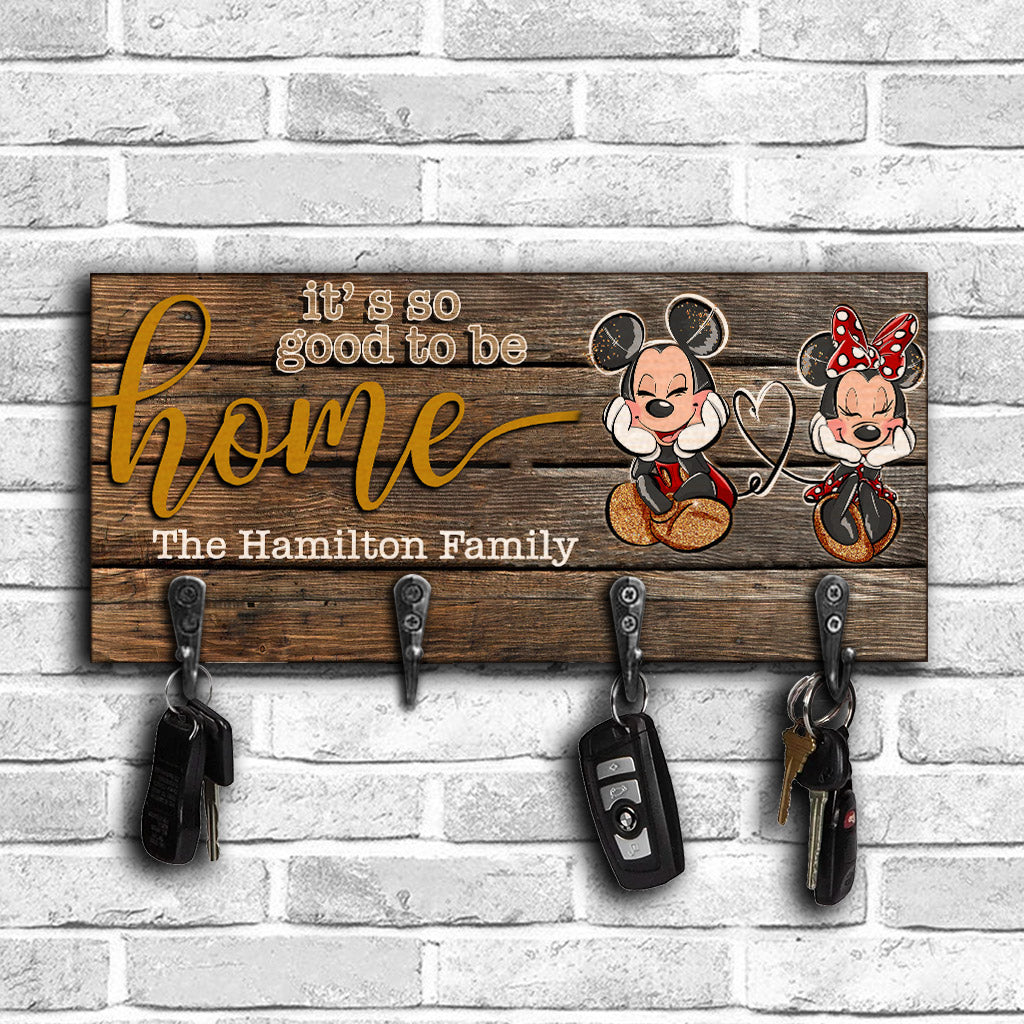 Personalized Wood Mouse Key Rack Family Name Home Decor