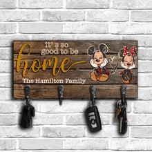 Load image into Gallery viewer, Personalized Wood Mouse Key Rack Family Name Home Decor
