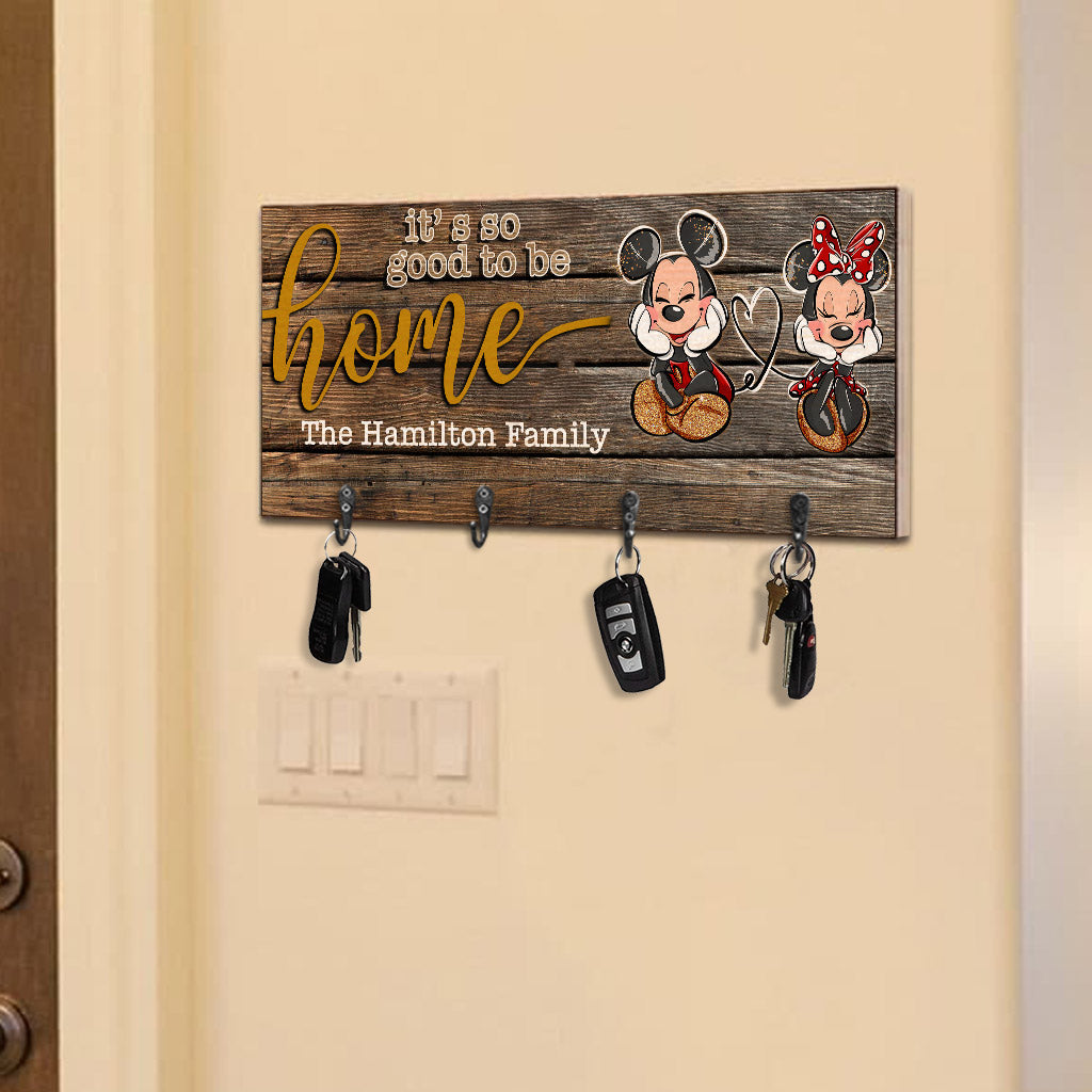 Personalized Wood Mouse Key Rack Family Name Home Decor
